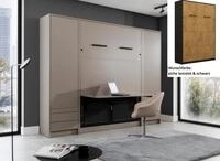 QMM TraumM&ouml;bel Schrankbett Wandbett GN 140x200 mit LED, Schreibtisch & 2...