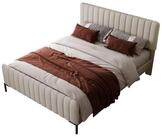 Flieks Polsterbett, Doppelbett verstellbares Kopfteil Leinen 160x200cm