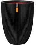 aplanta Blumentopf Pflanzk&uuml;bel elegant niedrig Groove schwarz, 34x46 cm