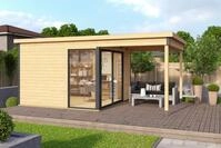 LASITA MAJA Gartenhaus Flachdach 5x3m Holz Domeo 2, BxT: 300x300 cm, mit Anbau, ohne