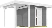 weka Gartenhaus Designhaus 172 A, BxT: 430x314 cm, (Set), mit Anbaudach