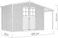 KONIFERA Gartenhaus Alto 4 PLUS Fineline Satteldach, BxT: 440x209 cm, mit Anbaudach