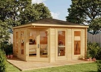 Alpholz Gartenhaus Holz 5-Eck Maja, BxT: 409x409 cm, in Impr&auml;gniert (Pinie)...