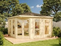 Alpholz Gartenhaus Holz 5-Eck Maja, BxT: 409x409 cm, in Impr&auml;gniert (Pinie)...