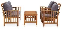 vidaXL Gartenlounge-Set, 4-tlg. Lounge Set mit Auflagen Massivholz Akazie