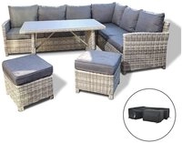 HOME DELUXE Sitzgruppe Rattan Sitzgruppe - BAHIA, (5-tlg., inkl. Hocker, Tisch mit