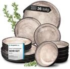 Moritz & Moritz Geschirr-Set Geschirr Set VIDA f&uuml;r 12 Personen Beige (36-tlg),...