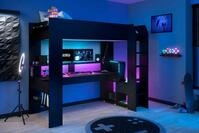 Parisot Hochbett Gaming-Bett, mit Schreibtisch, USB Anschluss, LED, viel...