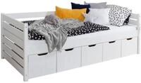 Ticaa Bettgestell Sofabett Naomi inkl. 5x Schubk&auml;sten, 120x200, Wei&szlig;