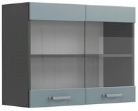 Vicco Glash&auml;ngeschrank R-Line, Blau-Grau/Anthrazit, 80 cm (1-St)
