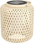 EGLO Tischleuchte Marliano Tischlampe, Solarlampe Boho, Windlicht, Rattan, IP44,