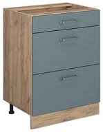 Vicco Unterschrank R-Line, Blau-Grau/Eiche, 60 cm mit Schubladen, ohne...