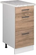 Vicco Unterschrank R-Line, Sonoma/Wei&szlig;, 40 cm mit Schubladen, AP Marmor (1-St)