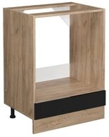 Vicco Herdumbauschrank R-Line, Schwarz Hochglanz/Goldkraft Eiche, 60 cm ohne