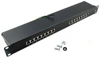 LogiLink Patchpanel 19" Schrankeinbau Cat.6 STP 16 Ports PoE Ethernet