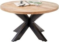 Livetastic Couchtisch Natur Schwarz Mangoholz massiv rund X-Form 80x47x80 cm Livetastic Couchtisch Natur Schwarz Mangoholz massiv rund X-Form 80x47x80 cm