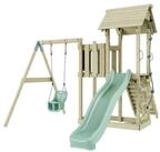 OutdoorToys Spielturm Bergen, aus Holz in Mintgr&uuml;n mit Babyschaukel & Rutsche