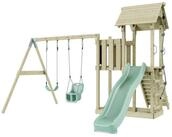 OutdoorToys Spielturm Uppsala, aus Holz in Mintgr&uuml;n mit Babyschaukel & Rutsche