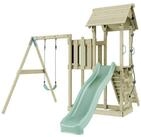 OutdoorToys Spielturm Bergen, aus Holz in Mintgr&uuml;n mit Kinderschaukel & Rutsche