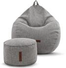 Green Bean Sitzsack Indoor Sitzsack L Home Linen + Hocker (2er Set Indoor...