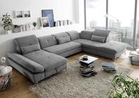 ED EXCITING DESIGN Wohnlandschaft Melfi U-Form mit Bettfunktion, Bettkasten,...