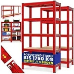 monzana Schwerlastregal, 2x 180x90x40cm Befestigungsmaterial 1750kg 10 MDF-Platten