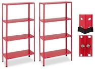 relaxdays Schwerlastregal Rotes Schwerlastregal 2er Set 4 Ebenen