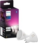 Philips Hue LED-Leuchtmittel White and Color Ambiance 400lm, GU10, 2 St.,