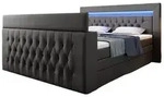 Luxusbetten24 Boxspringbett Sonino, mit TV Lift, RGB-Beleuchtung und Stauraum grau