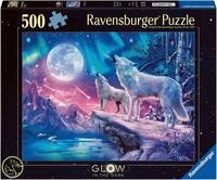 Ravensburger Puzzle Glow in the Dark, Wolf im Nordlicht, 500 Puzzleteile, Made...