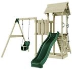 OutdoorToys Spielturm Bergen, aus Holz in Dunkelgr&uuml;n mit Babyschaukel & Rutsche