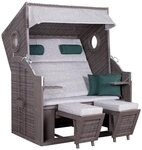 Natur24 Strandkorb Strandkorb PURE&reg; Wave XL PE Pinie Grey Grau 140x80x160 cm, BxTxH: