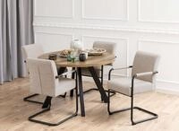 ACTONA GROUP Esstisch Zalida Esszimmertisch, rund, Eichenoptik, schwarze Stahlbeine,