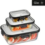 GEFU Frischhaltedose MILO, Borosilikatglas, Edelstahl, Kunststoff, (Set, 6-tlg., 3