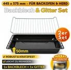 ICQN Backblech 445 x 375 x 50 mm, Emaille, (Set mit Backofenrost, 2-St), Passend f&uuml;r
