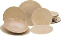 CreaTable Teller-Set Vesuvio Sand (12-tlg), 4 Personen, Steinzeug, Teller Set,