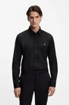 HUGO Businesshemd Ermo Metal Logo Slim Fit, Stretch- Baumwoll, Premium Serie