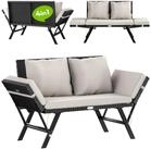 Casaria Gartenbank, Polyrattan mit Liegefunktion Auflage Kissen Verstellbare