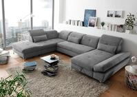 ED EXCITING DESIGN Wohnlandschaft Melfi U-Form mit Bettfunktion, Bettkasten,...