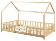 en.casa Kinderbett, &raquo;Sisimiut&laquo; Haus-Optik mit Rausfallschutz 120x200cm Holzfarben