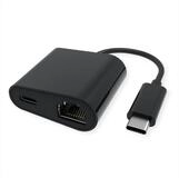 VALUE USB 3.2 Gen 2 Typ C zu Gigabit Ethernet Konverter + 1x PD Port Computer-Adapter