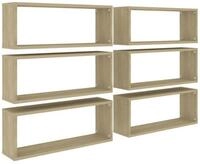 vidaXL Wandregal, W&uuml;rfelregale 6 Stk. Sonoma-Eiche 60x15x23 cm Holzwerkstoff