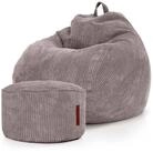 Green Bean Sitzsack XXL Sitzsack Scoop + Hocker aus Cord, Indoor Sitzkissen mit