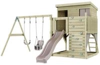 OutdoorToys Spielturm Nils, aus Holz in Altrosa mit Babyschaukel & Rutsche,