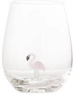 Bloomingville Glas Misa Trinkglas, Glas, 560ml, mit Flamingodekor im Inneren