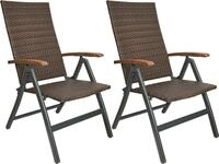 BRUBAKER Gartenstuhl Polyrattan Stuhl - Modena - klappbarer Hochlehner...