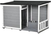 PawHut Hundeh&uuml;tte mit 2 Fressn&auml;pfen, Veranda, wetterbest&auml;ndig, BxTxH:...
