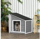 PawHut Hundeh&uuml;tte wetterbest&auml;ndig, Asphaltdach, Schwarz+Grau+Wei&szlig; 71 x 58 x...