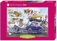 HEYE Puzzle Puzzle Cartoon Classics: Aufbruch in den Urlaub! 500 Teile,...