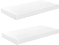vidaXL Wandregal, Schweberegale 2 Stk. Hochglanz-Wei&szlig; 50x23x3,8 cm MDF